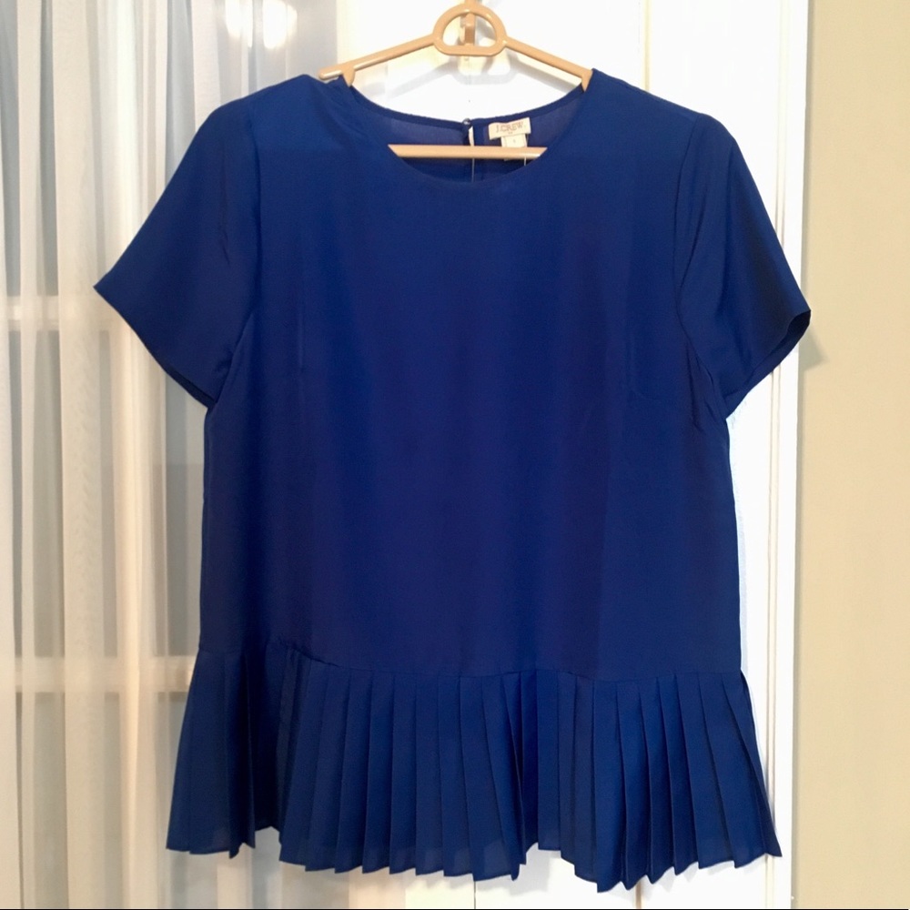 J.Crew NWT Pleated Hem Silk Top